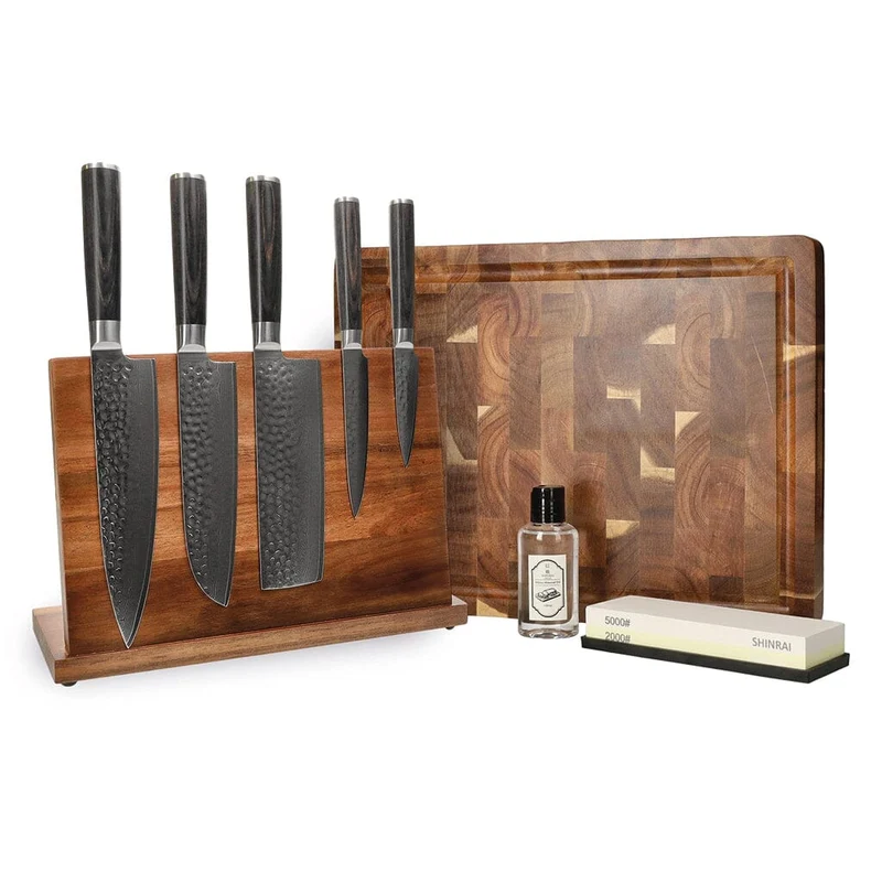 Shinrai Knives - Mega Bundle Damasco Martillado BR - Todo lo que necesitas