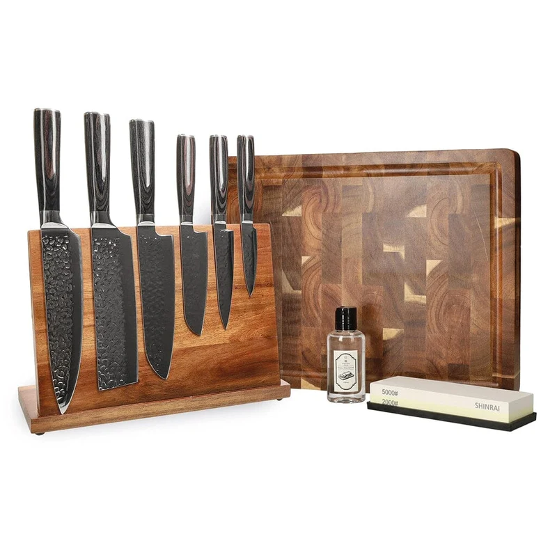 Shinrai Knives - Mega Bundle de acero inoxidable martillado - Todo lo que necesitas