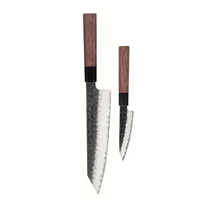 Shinrai Knives - Juego de cuchillos Damasco Kurayami de 2 piezas - Kiritsuke + cuchillo pelador