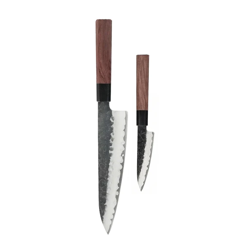 Shinrai Knives - Juego de cuchillos Damasco Kurayami de 2 piezas - Cuchillo de chef + cuchillo pelador