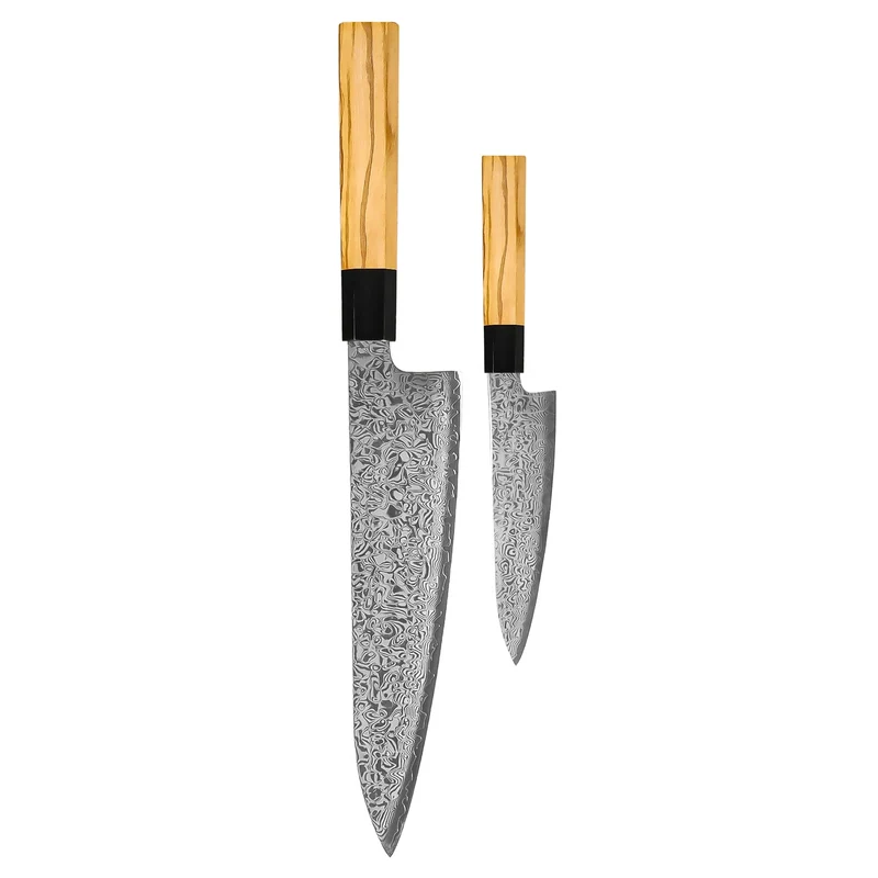 Shinrai Knives - Juego de cuchillos Damasco Takumi Kaza de 2 piezas - Cuchillo de chef + cuchillo pelador