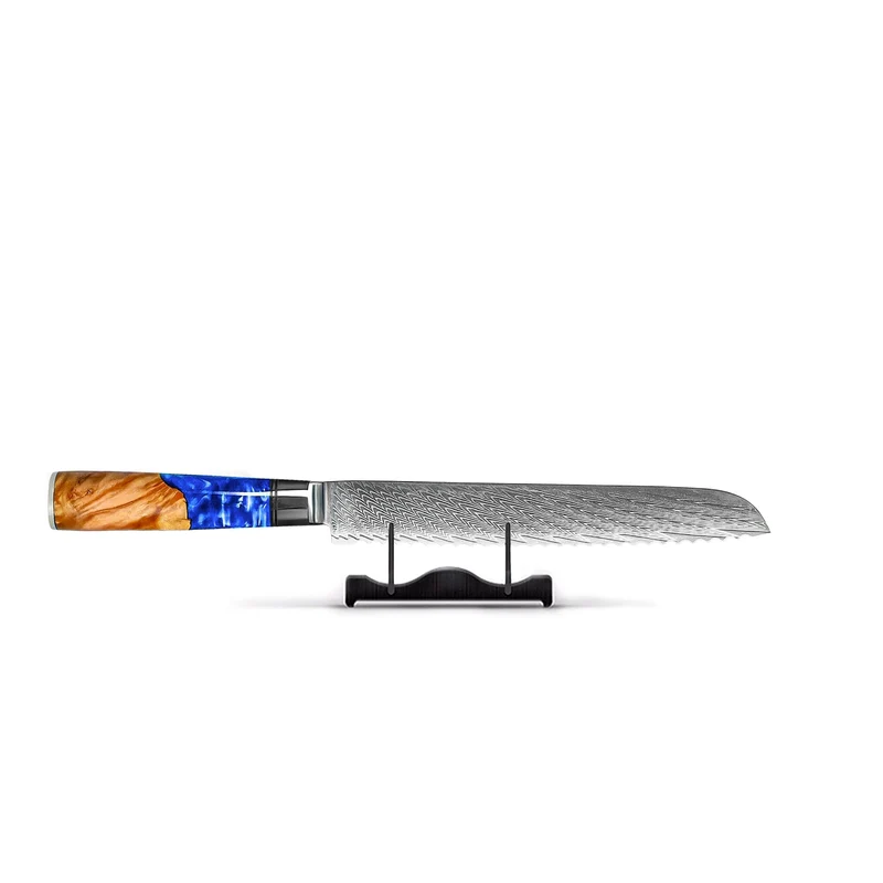 Shinrai Japan - Cuchillo para pan Damasco Epoxi Zafiro 20 cm