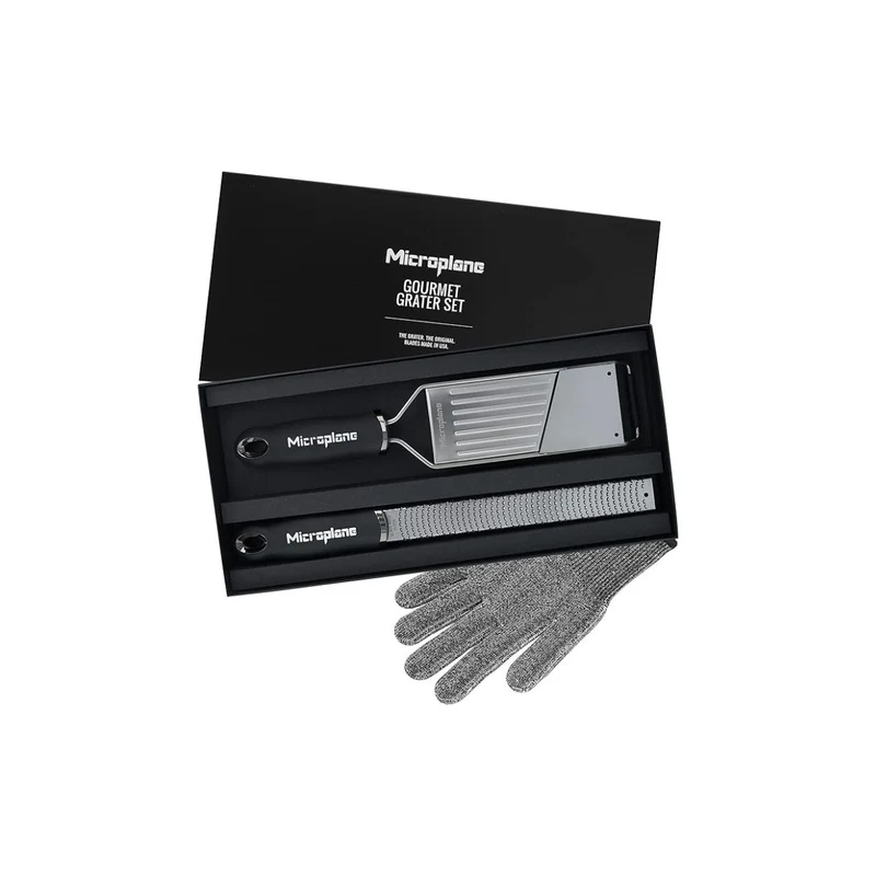 Set de 2 ralladores y guante protector Gourmet Microplane