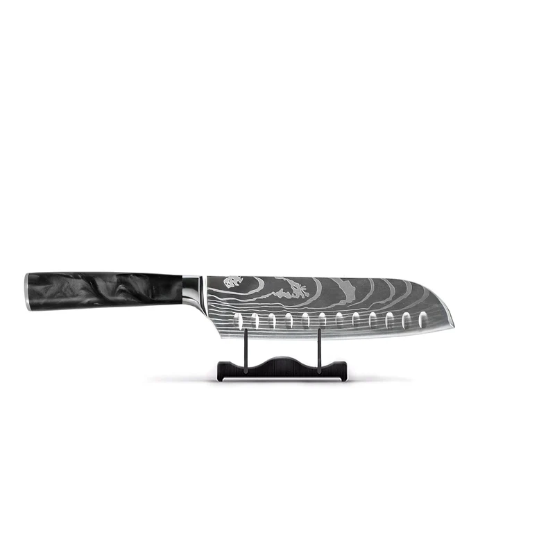 Epoxi Ónix Estampado Damasco Japonés - Cuchillo Santoku (18cm)