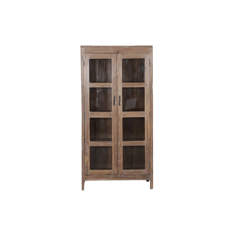 Vitrina de madera con cristal 90x45x183 - Indian Treasures