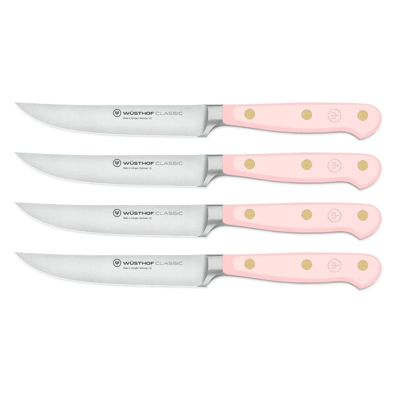 Wusthof - Juego de cuchillos para carne clásicos de 4 piezas con sal rosa del Himalaya