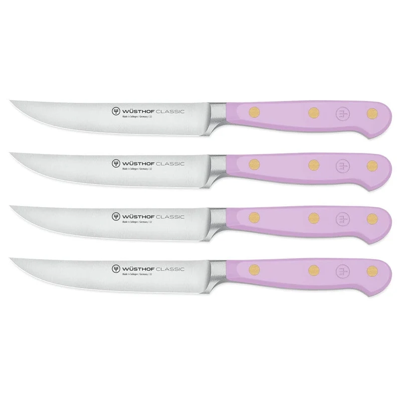 Wusthof - Juego de cuchillos para carne clásicos de 4 piezas, color morado y amarillo