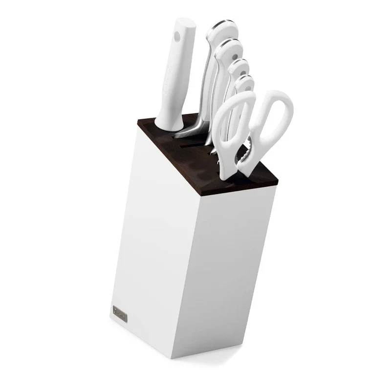 Wusthof - Juego de cuchillos clásicos de 6 piezas con Santoku blanco con bloque
