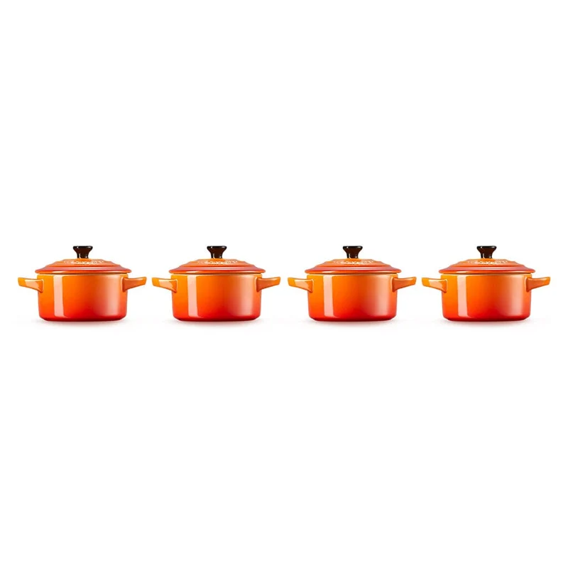 Le Creuset - Set de 4 Mini Sartenes Naranja Rojo 10cm 0,25l