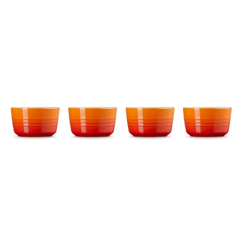 Le Creuset - Juego de 4 mini moldes naranja rojo 7,8 cm 0,1 l