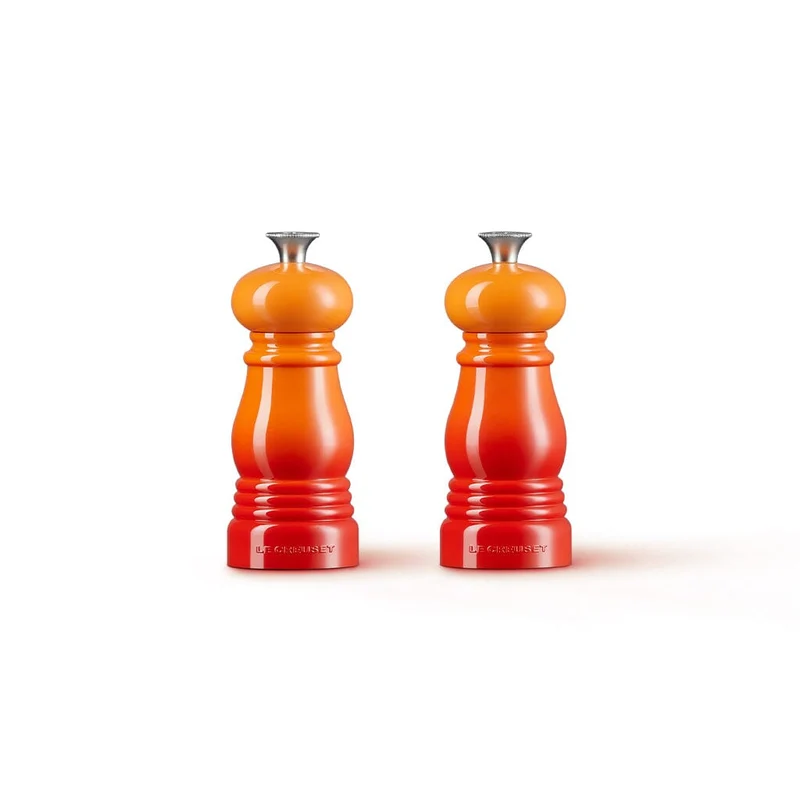 Le Creuset - Juego de 2 molinillos pequeños naranja rojo 11 cm