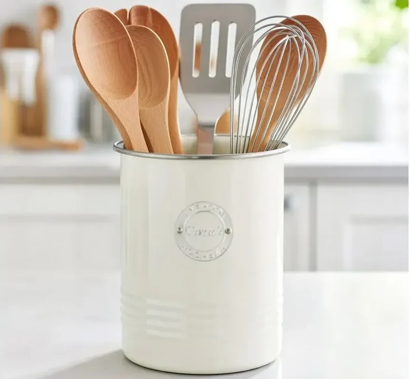 Vaso porta utensilios de cocina en acero estilo farmhouse