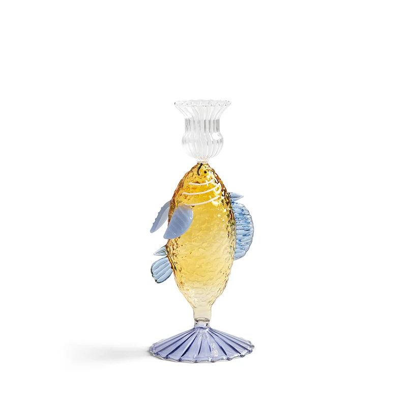 Candelabro cristal pez amarillo