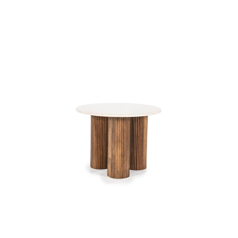 Mesa de centro redonda en madera y mármol Xavi