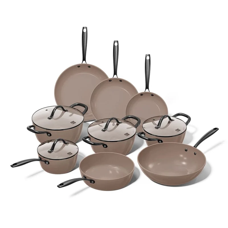 Cook & Pan - Batería de cocina Taupe of Mind de 9 piezas