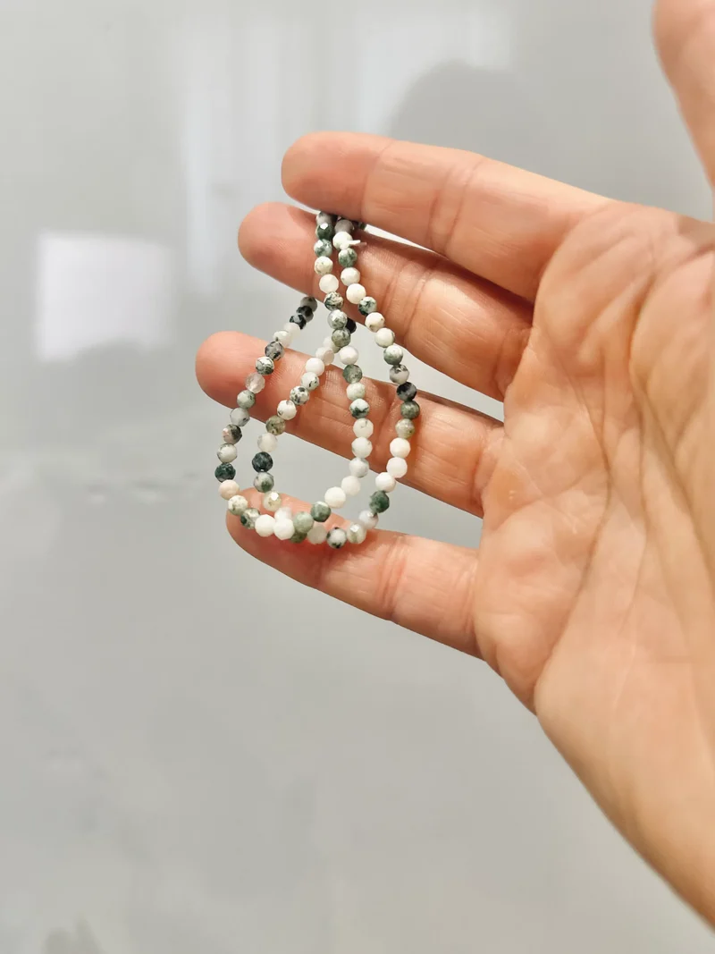 Pulsera de bolas de Ágata musgo facetado