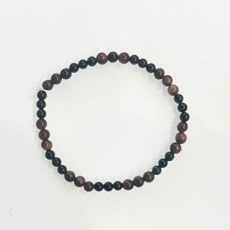 Pulsera de bolas de Turmalina negra y Ojo de Toro