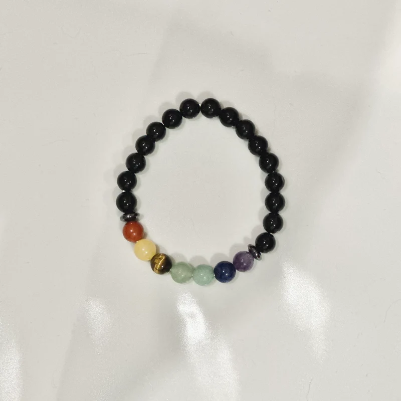 Pulsera de bolas de los 7 chakras con Ónix
