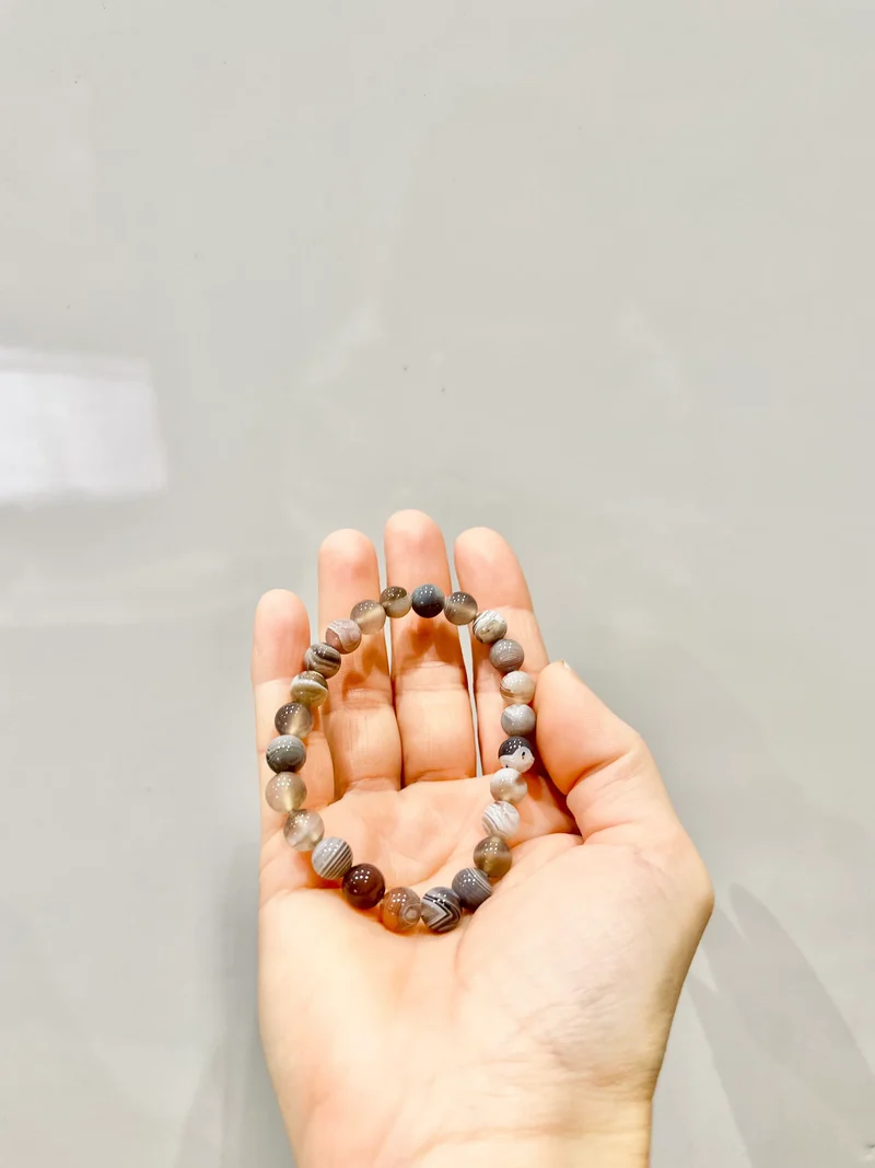 Pulsera de bolas de Ágata Botswana