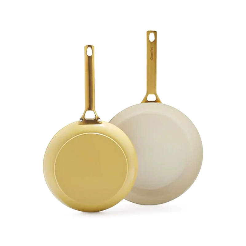 GreenPan - Juego de sartenes Padova Sunshine Yellow de 2 piezas con revestimiento cerámico antiadherente 20/26 cm