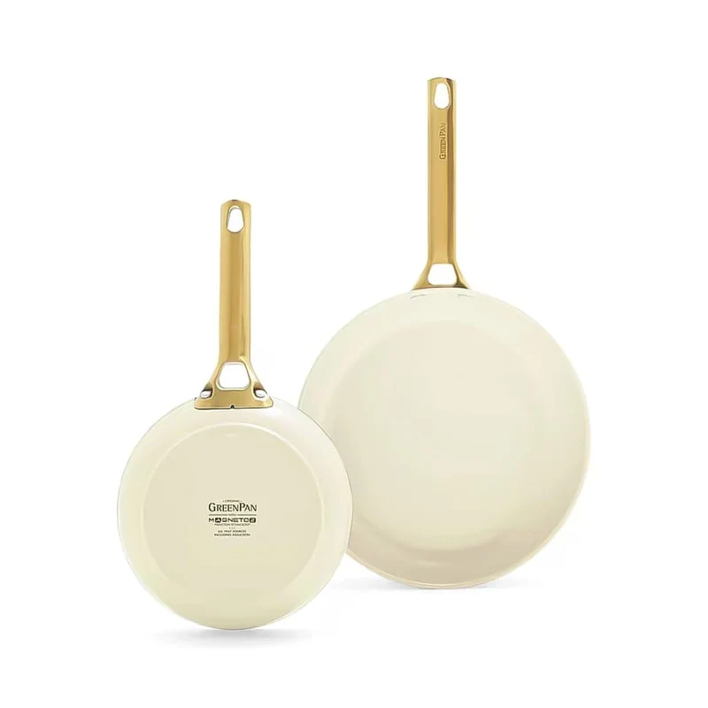 GreenPan - Juego de sartenes Padova Cream White 2 piezas con revestimiento antiadherente cerámico 20/26 cm
