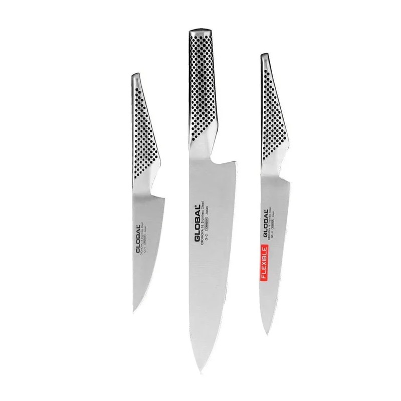 Global - G2111 Cuchillo cocinero + Cuchillo oficina + Cuchillo fileteador