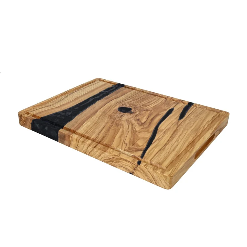 Shinrai Japan - Tabla de cortar de ónix epoxi, madera de acacia - 40 x 30 x 3 cm