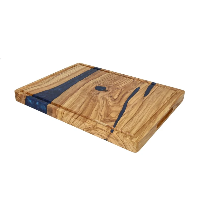 Shinrai Japón - Tabla de Cortar Epoxi Zafiro Madera de Acacia - 40 x 30 x 3 cm