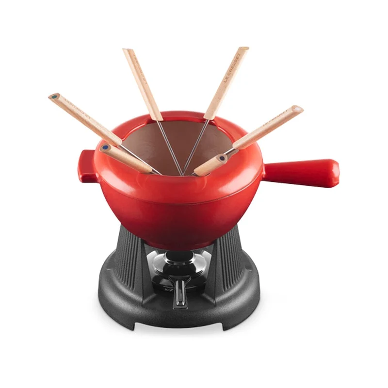 LeCreuset - Set de fondue, también para queso Rojo cereza 20cm 2l