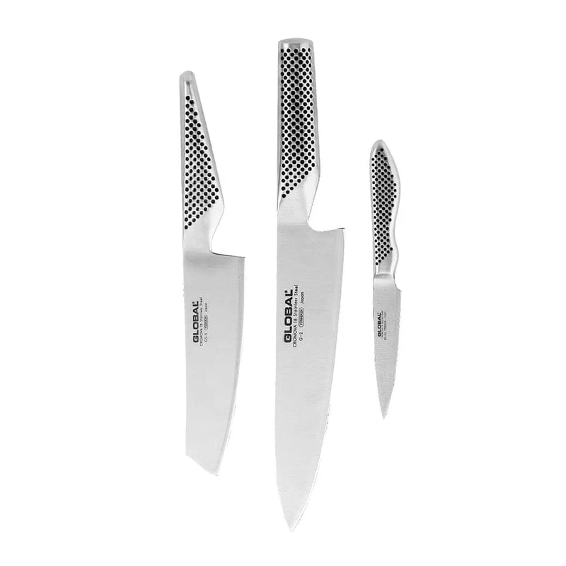 Global - G-2538 Cuchillo cocinero + Cuchillo verdura + Cuchillo oficina