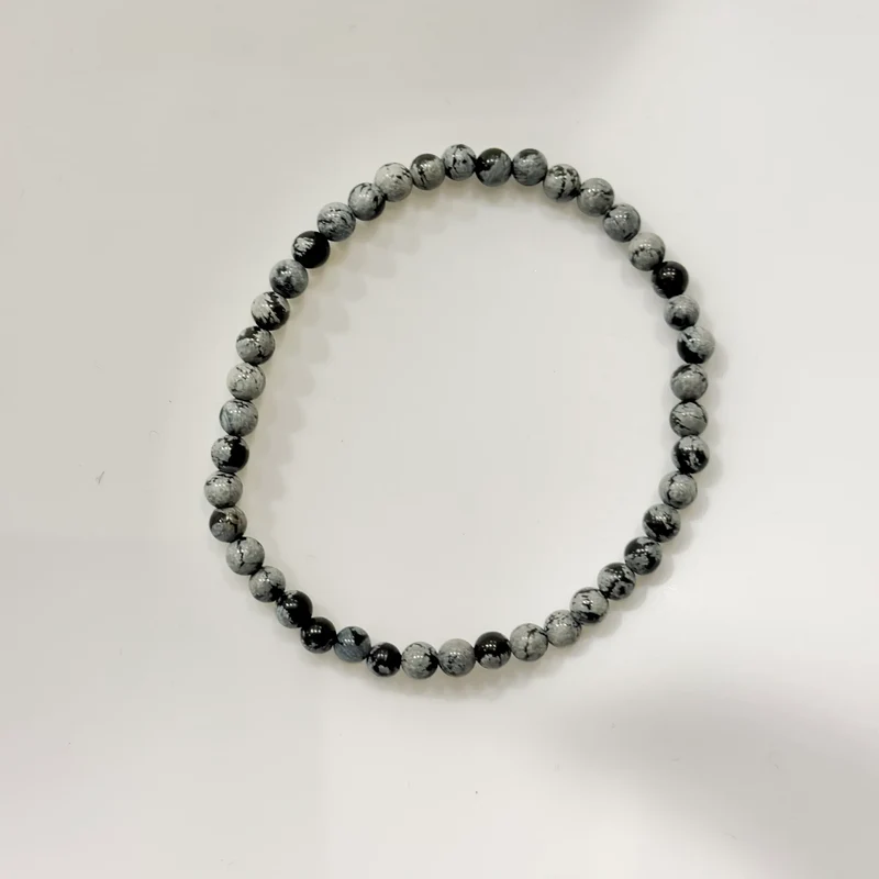 Pulsera de bolas de Obsidiana nevada