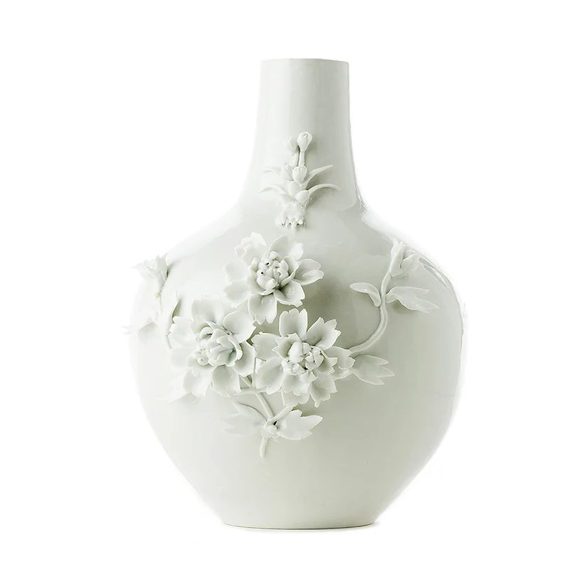 Jarrón porcelana flores 3D D30x37cm