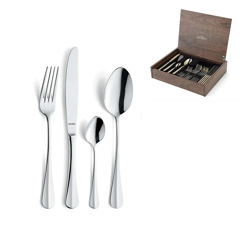 Amefa - Juego de cubiertos Baguette de 24 piezas - Plata