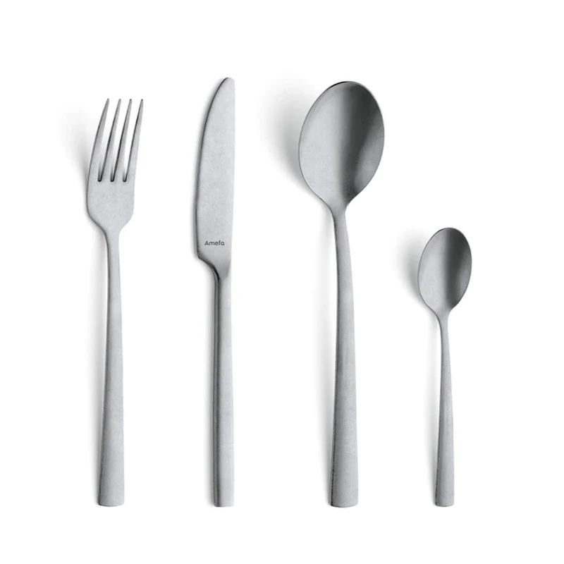 Amefa - Juego de cubiertos Manille Stonewash de 16 piezas - Plata