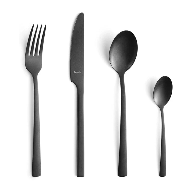 Amefa - Juego de cubiertos Manille Stonewash de 16 piezas - Negro