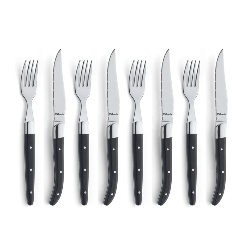Amefa - Juego de cuchillos para carne Royal Steak de 8 piezas - Negro