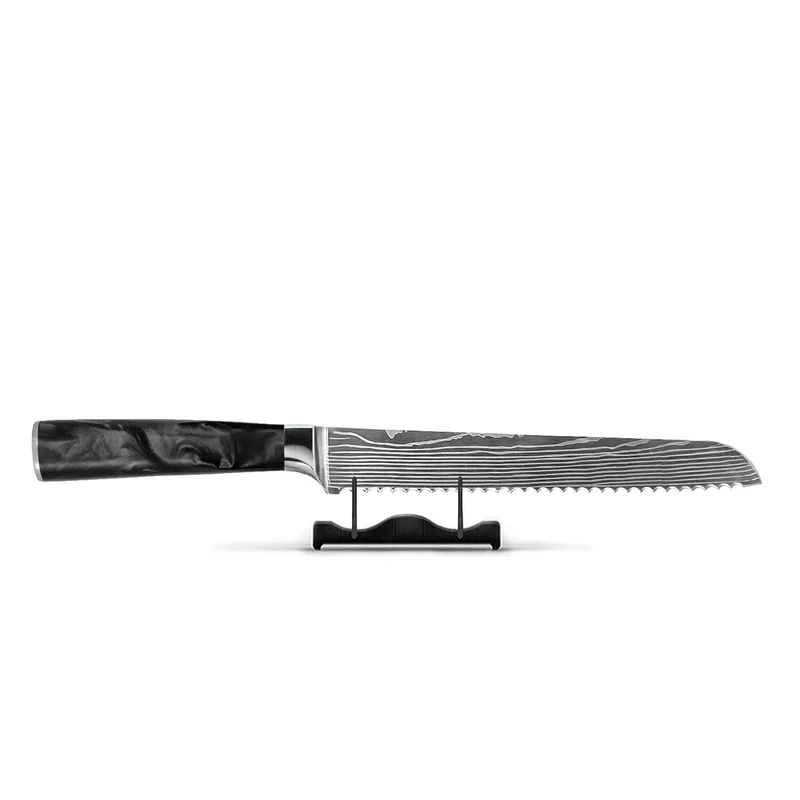 Ónix Epoxi Estampado Damasco Japonés - Cuchillo para Pan 20 cm