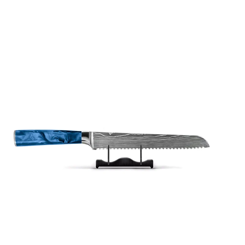 Zafiro Epoxi Estampado Damasco Japonés - Cuchillo para Pan 20 cm