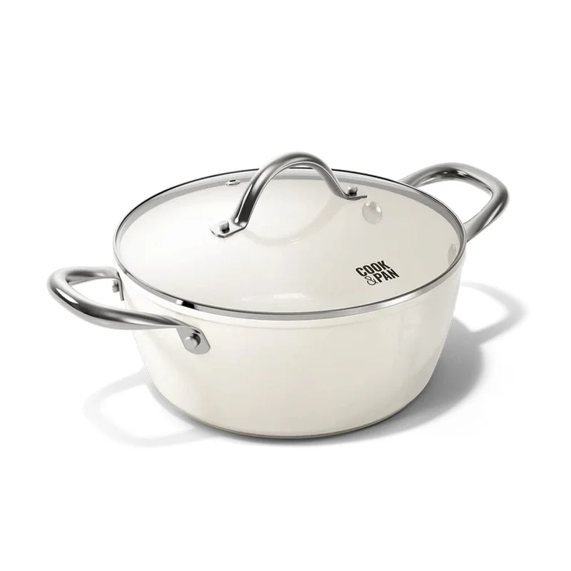 Cook & Pan - Go Ivory Sartén 24 cm con tapa de cristal