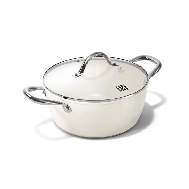 Cook & Pan - Go Ivory Sartén 22 cm con tapa de cristal