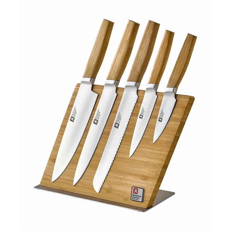Richardson Sheffield - Juego de cuchillos Nomad de 5 piezas con bloque magnético para cuchillos - Bambú
