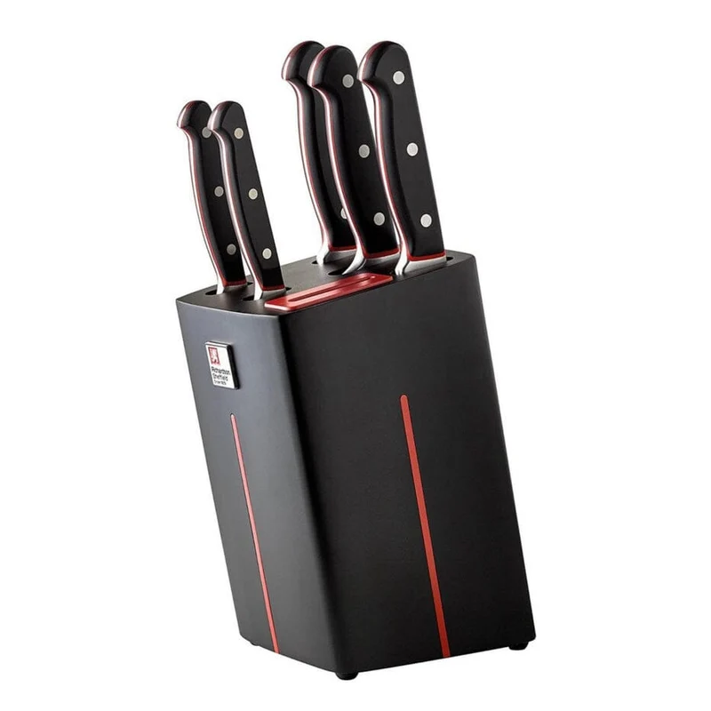 Richardson Sheffield - Juego de cuchillos Velocity de 5 piezas con bloque y afilador de cuchillos - Negro