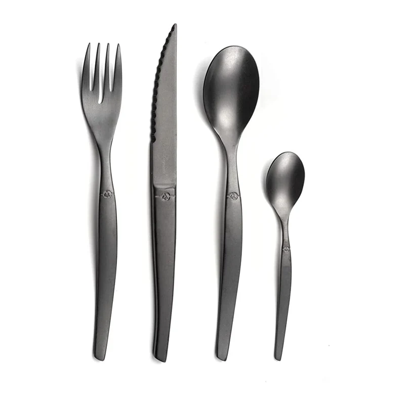 Lou Laguiole - Juego de cubiertos Jet de 16 piezas - Stonewash Black