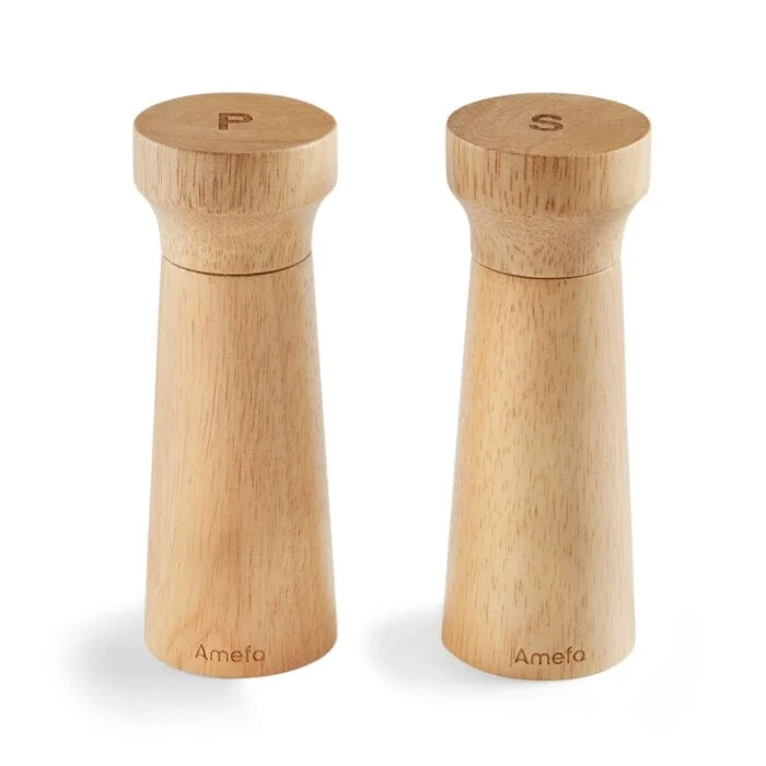Amefa - Juego de molinillo de sal y pimienta moderno 15 cm - Madera