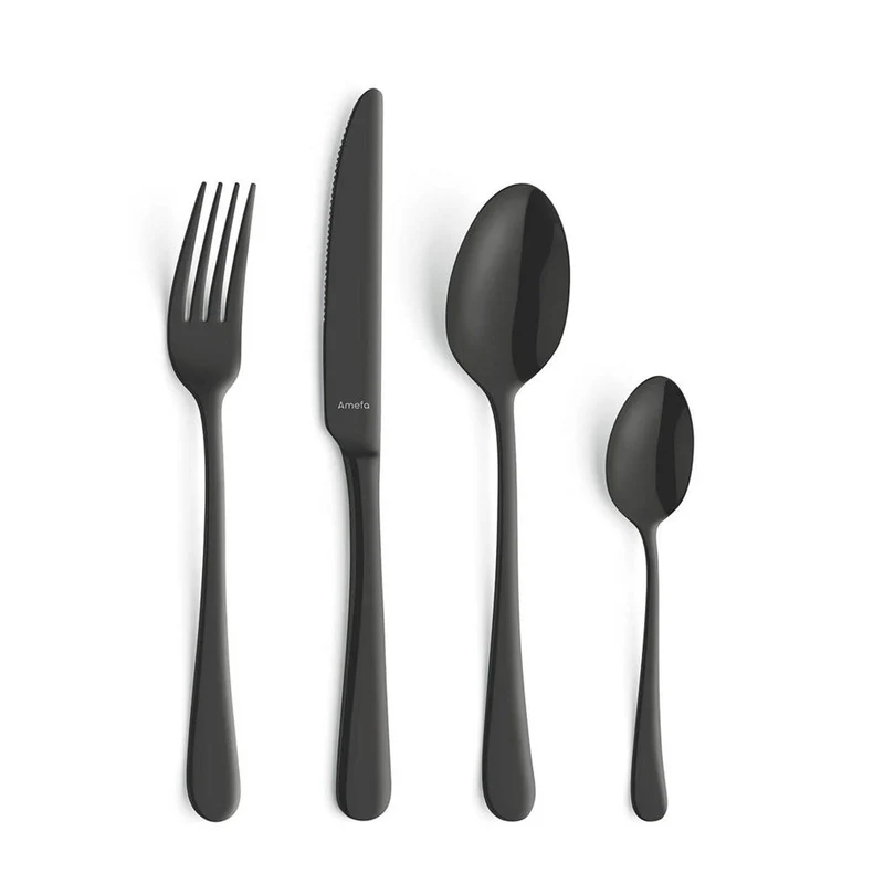 Amefa - Juego de cubiertos Austin de 24 piezas para 6 personas - Negro mate