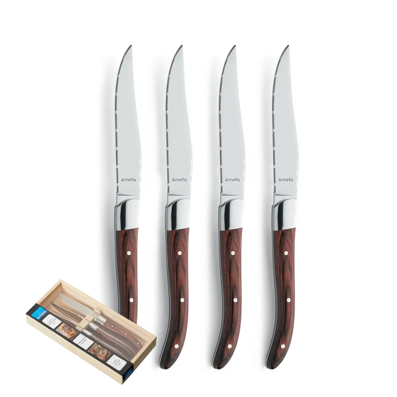 Amefa - Royal Steak 4 cuchillos para carne - Granate Marrón