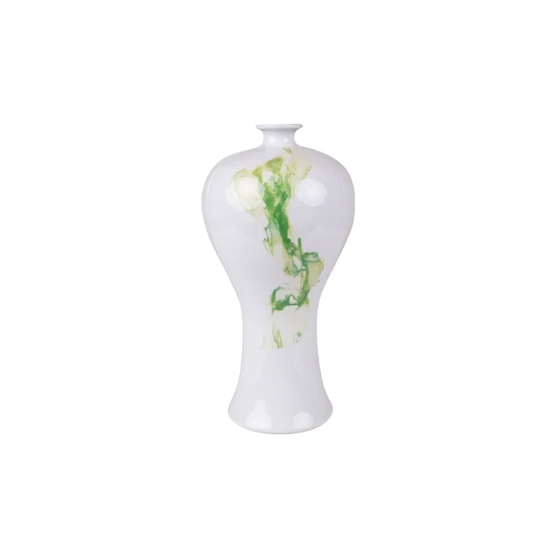 Jarrón de porcelana con acuarela verde Yangtze
