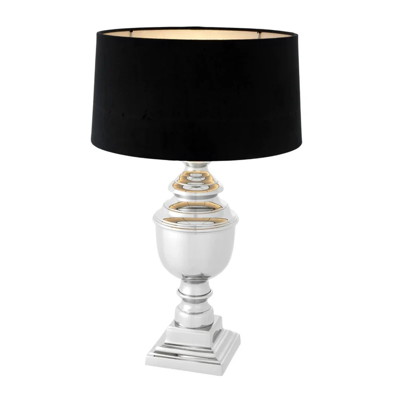 Lámpara sobremesa Trophy con pantalla de terciopelo negro