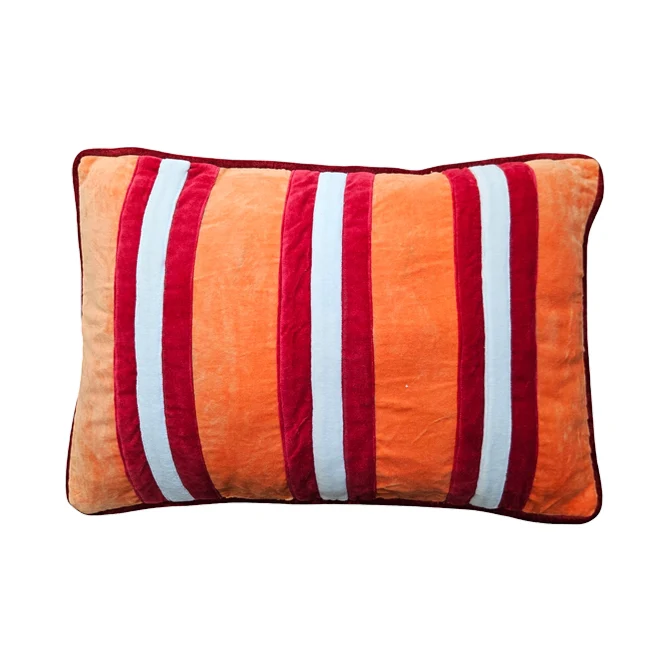 Cojín terciopelo stripes orange