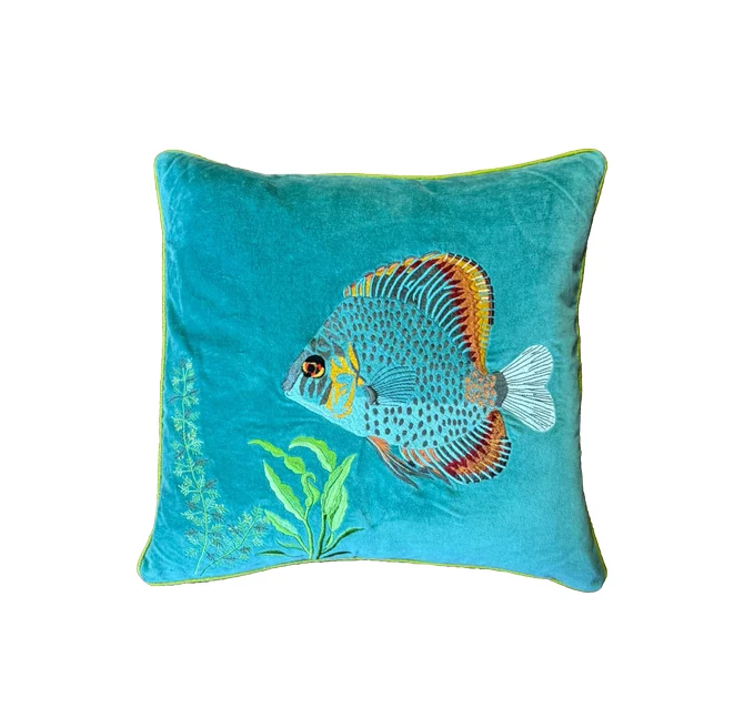 Cojín terciopelo peces